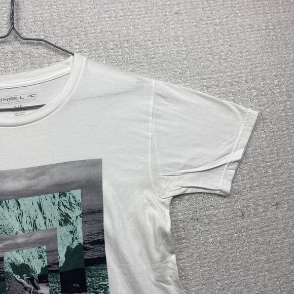 Y2K Oneill Shirt Men's S White Short Sleeve Surf Beach Graphic Tee Abstract - Picture 3 of 14